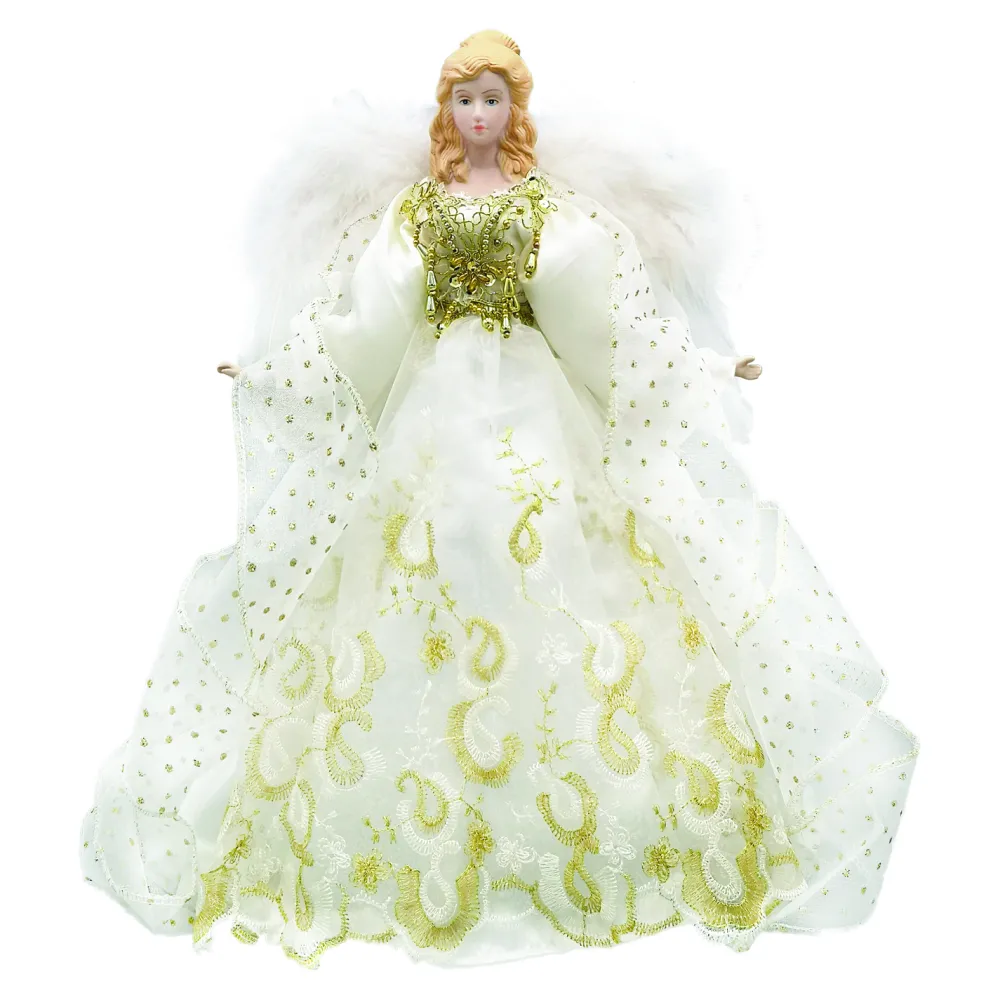 Discount Christmas Forever ANGEL TREE TOP 16″ IVORY/GOLD W/ LED LIGHTS