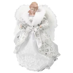 Discount Christmas Forever ANGEL TREE TOP 12″ SILVER W/ WHITE LACE