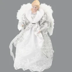 Best Christmas Forever ANGEL TREE TOP 24″ SILVER W/ WHITE LACE