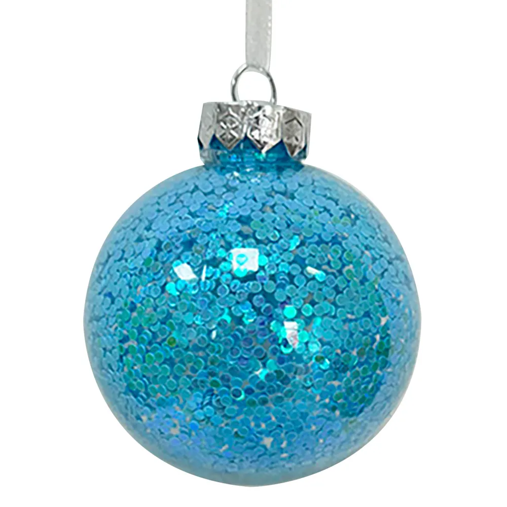 Christmas Forever BALL BLUE 100MM CLEAR W/ INSIDE GLITTER
