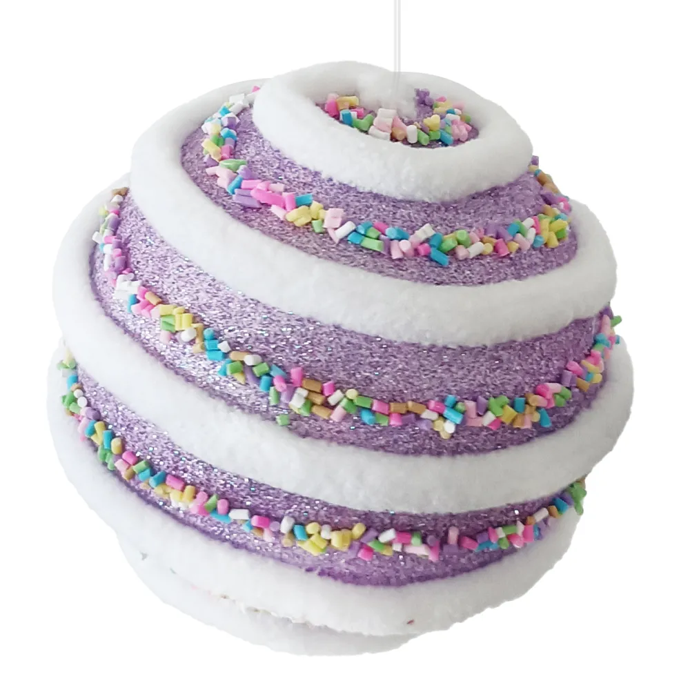 Online Christmas Forever BALL CANDY SWIRL 100MM PURPLE W/ MULTI SPRINKLES