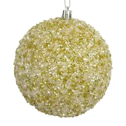 Best Christmas Forever BALL CLEAR BEAD & SEQUIN 100MM GOLD/ WHITE100MM