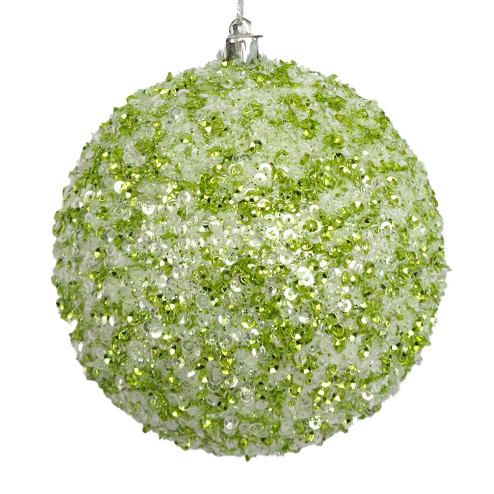 Discount Christmas Forever BALL CLEAR BEAD & SEQUIN 100MM MINT GREEN/ WHITE