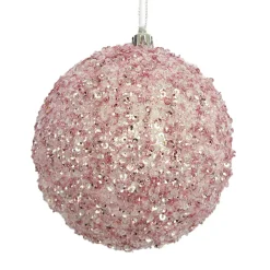 Christmas Forever BALL CLEAR BEAD & SEQUIN 100MM PINK/ WHITE