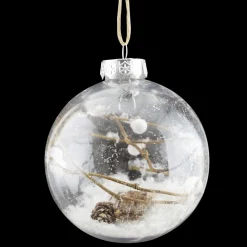 Discount Christmas Forever BALL CLEAR 100MM W/ PINECONE, 2 TWIGS INSIDE