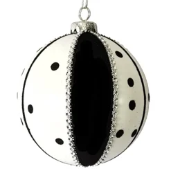 Online Christmas Forever BALL DECOR BLACK/WHITE 120MM4.5″ DOTTED/BEADED