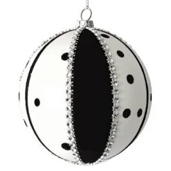 Outlet Christmas Forever BALL DECOR BLACK/WHITE 100MM DOTTED/BEADED