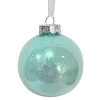 Discount Christmas Forever BALL DECOR BLUE 80MM CLEAR W/ INSIDE GLITTER
