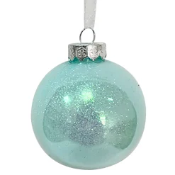 Discount Christmas Forever BALL DECOR BLUE 80MM CLEAR W/ INSIDE GLITTER