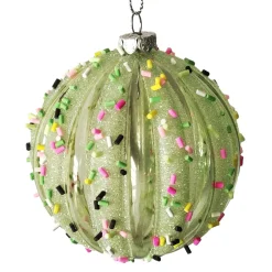 Best Christmas Forever BALL DECOR GREEN 80MM MELLON W/ MULTI CANDY SPRINKLE