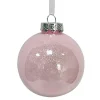 Hot Christmas Forever BALL DECOR PINK 80MM CLEAR W/ INSIDE GLITTER