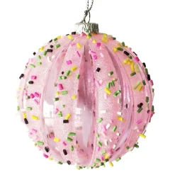 Hot Christmas Forever BALL DECOR PINK 80MM MELLON W/ MULTI CANDY SPRINKLE