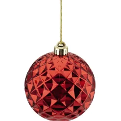 Best Christmas Forever BALL DIAMOND CUT 120MM SHINY RED