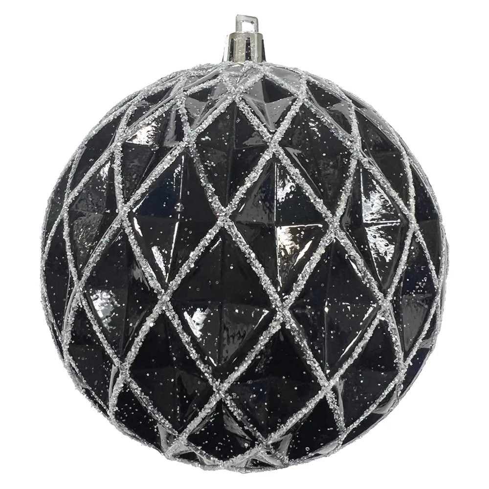 Best Christmas Forever BALL DIAMOND PT. 100MM SHINY BLACK W/ WHITE GLTR.
