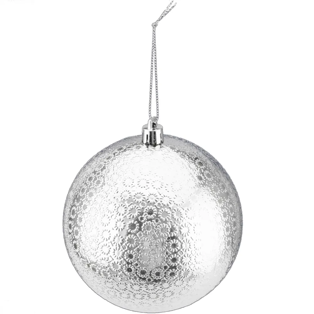 Hot Christmas Forever BALL EMBOSSED 100MM SHINY SILVER