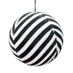 Sale Christmas Forever BALL FABRIC 4.5″ BLACK WHITE STRIPES