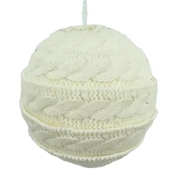 Clearance Christmas Forever BALL FABRIC KNITTED 4.5″ CREAM