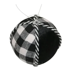Outlet Christmas Forever BALL FABRIC BLACK/ WHITE 4″ FABRIC W/ ROPING