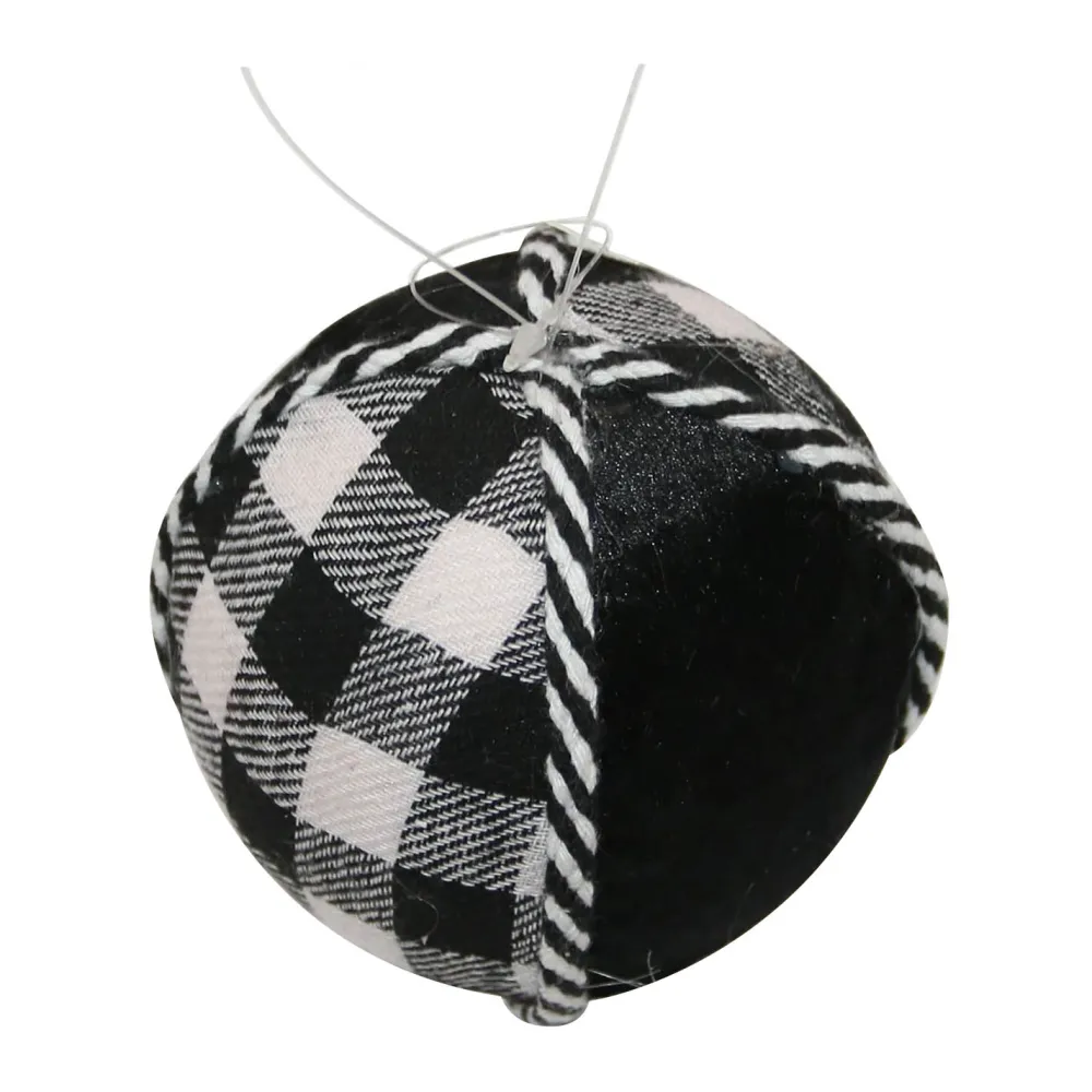 Outlet Christmas Forever BALL FABRIC BLACK/ WHITE 4″ FABRIC W/ ROPING