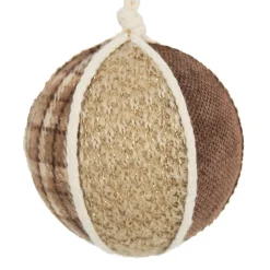New Christmas Forever BALL FABRIC BROWN /NAT. /PLAID 3.5″