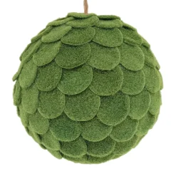 Clearance Christmas Forever BALL FABRIC FELT SCALLOP 6″ GREEN