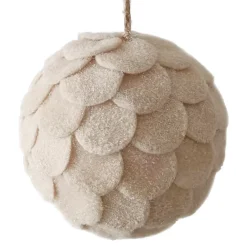 Clearance Christmas Forever BALL FABRIC FELT SCALLOP 6″ CREAM