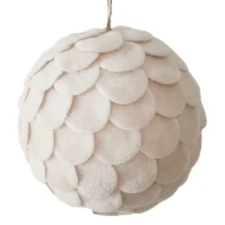 Clearance Christmas Forever BALL FABRIC FELT SCALLOP 4.5″ CREAM