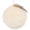 Best Christmas Forever BALL FABRIC FUR 3″ IVORY W/ FEATHER