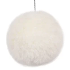 Clearance Christmas Forever BALL FABRIC FUR 3″ WHITE