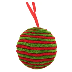 Outlet Christmas Forever BALL FABRIC FURRY ROPE 3″ RED/ GREEN