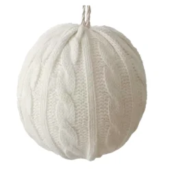 Best Christmas Forever BALL FABRIC KNITTED 4″ WHITE