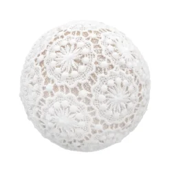 New Christmas Forever BALL FABRIC LACE 4.5″ IVORY W/ GLITTER