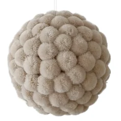 New Christmas Forever BALL FABRIC POM POMS 6″ CREAM