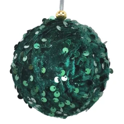 New Christmas Forever BALL FABRIC SEQUIN 3″ EMERALD GREEN
