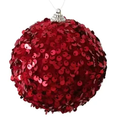Clearance Christmas Forever BALL FABRIC SEQUIN 100MM BURGUNDY