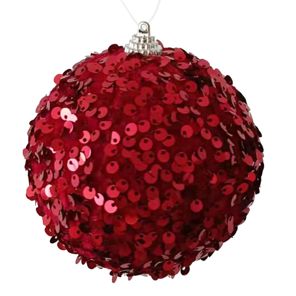 Clearance Christmas Forever BALL FABRIC SEQUIN 100MM BURGUNDY