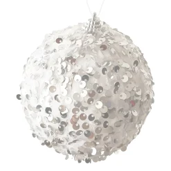 Online Christmas Forever BALL FABRIC SEQUIN 100MM WHITE