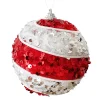 Online Christmas Forever BALL FABRIC SEQUIN SWIRL 100MM RED/WHITE