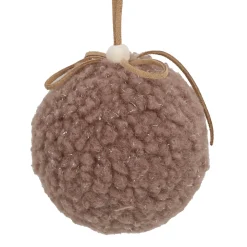 Clearance Christmas Forever BALL FABRIC WOOL 3″ BROWN/NATURAL
