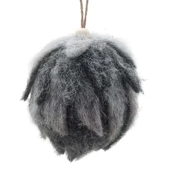 New Christmas Forever BALL FELT GREY 3″ FROSTED LOOKED