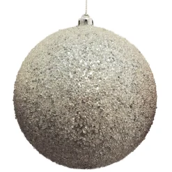 New Christmas Forever BALL FROSTED BEAD & GLITTER 100MM SILVER