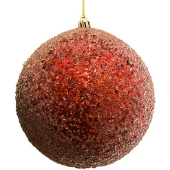 Discount Christmas Forever BALL FROSTED BEAD & GLITTER 120MM RED