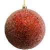 Best Christmas Forever BALL FROSTED BEAD & GLITTER 150MM RED
