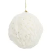 Best Christmas Forever BALL FUR FABRIC FUR 3″ IVORY W/ GOLD