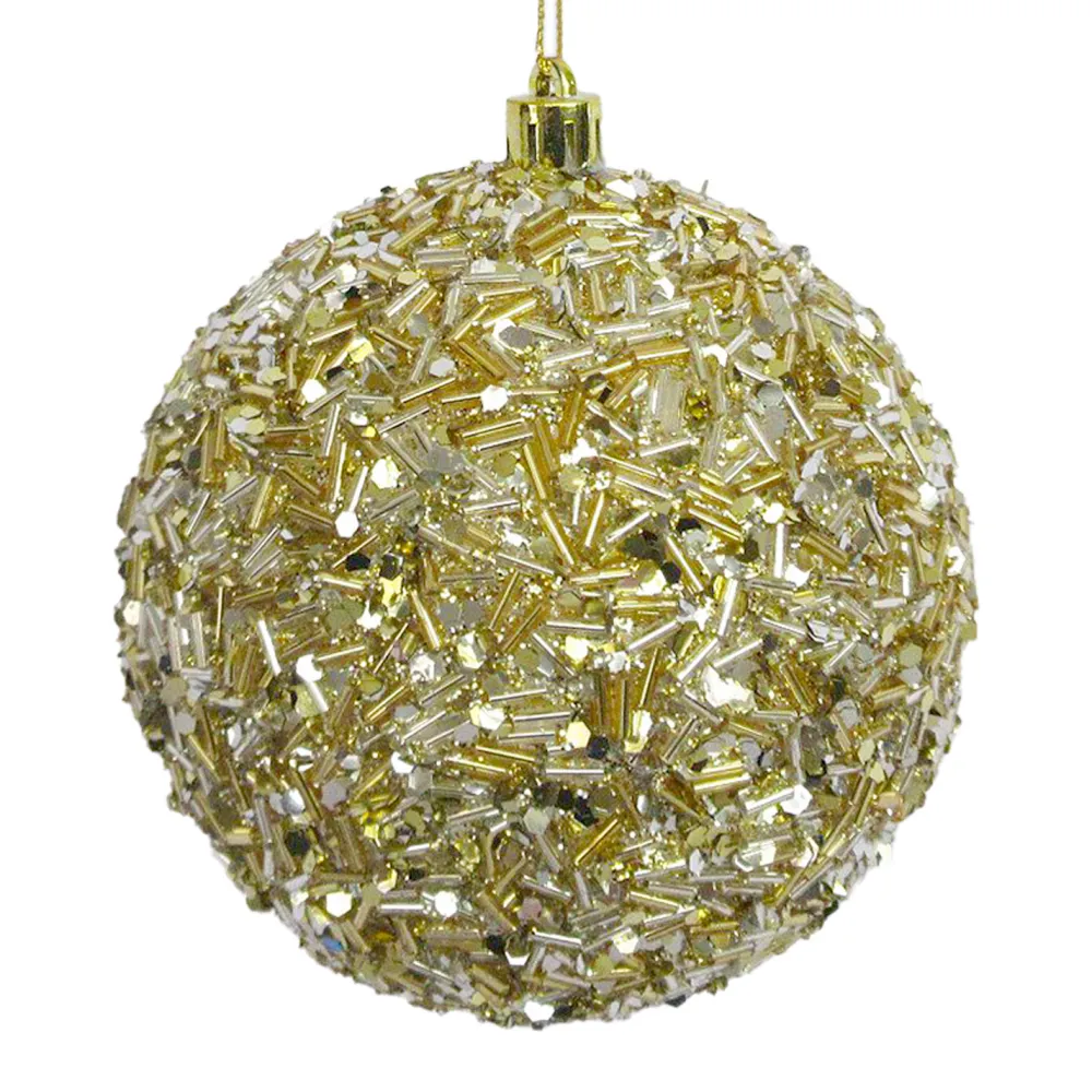 Sale Christmas Forever BALL GLITTER & BEAD 100MM CHAMPAGNE GOLD