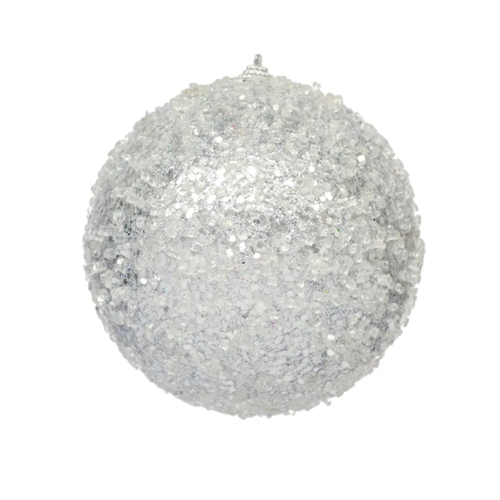 Clearance Christmas Forever BALL GLITTER & ICE 150MM SILVER