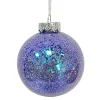 New Christmas Forever BALL LILAC 80MM CLEAR W/ INSIDE GLITTER