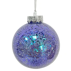 New Christmas Forever BALL LILAC 80MM CLEAR W/ INSIDE GLITTER
