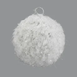 Outlet Christmas Forever BALL METAL WIRE/ SPARKLE 6″ WHITE SPARKLE
