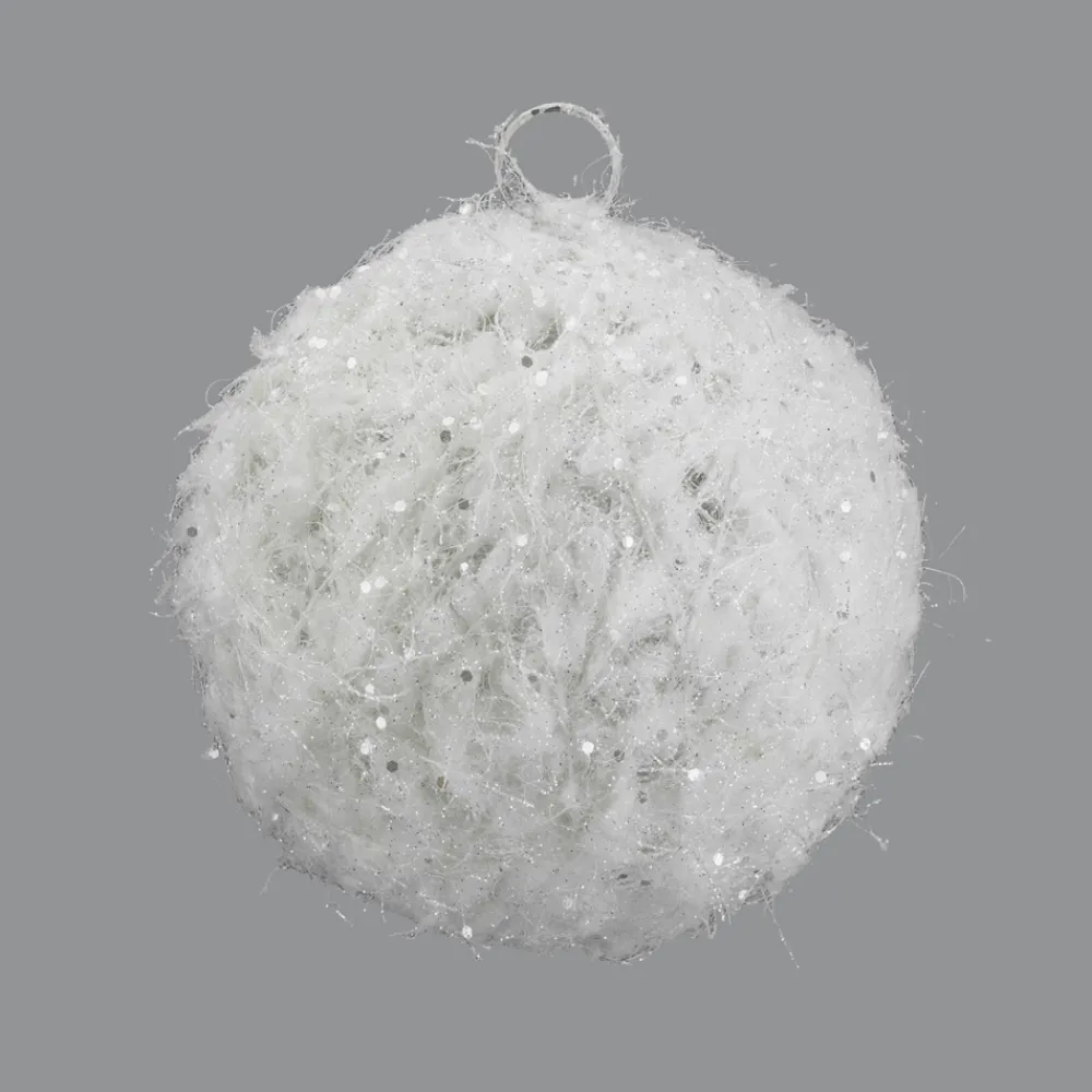 Outlet Christmas Forever BALL METAL WIRE/ SPARKLE 6″ WHITE SPARKLE